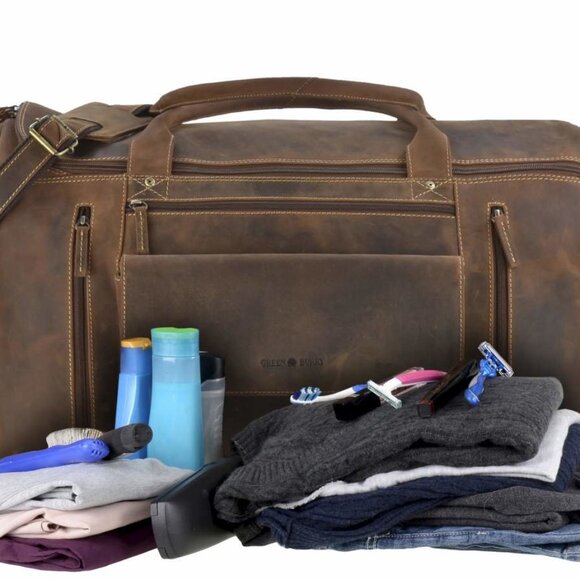 Greenburry Vintage Leather Rolling Travel Bag 1736-T-25 - Picture 3 of 3